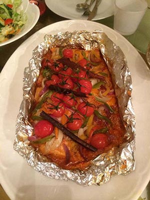 طرز پخت ماهى سالمون كريسمسى