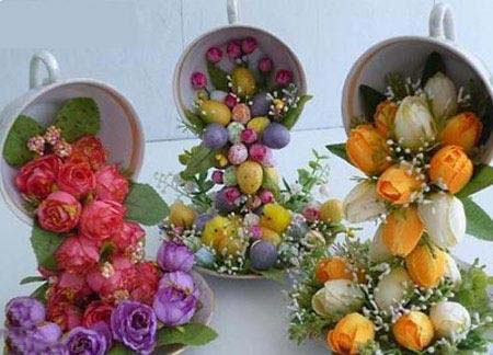 تزیین زیبا و آسان فنجان و نعلبکی با گل برای کادویی