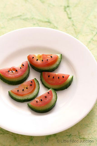 دیزاین های زیبای گوجه و پنیر برای دیزاین سفره