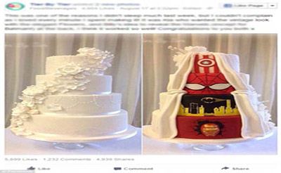 کیک عروسی عجیب دو چهره کیک عروسی عجیب دو چهره