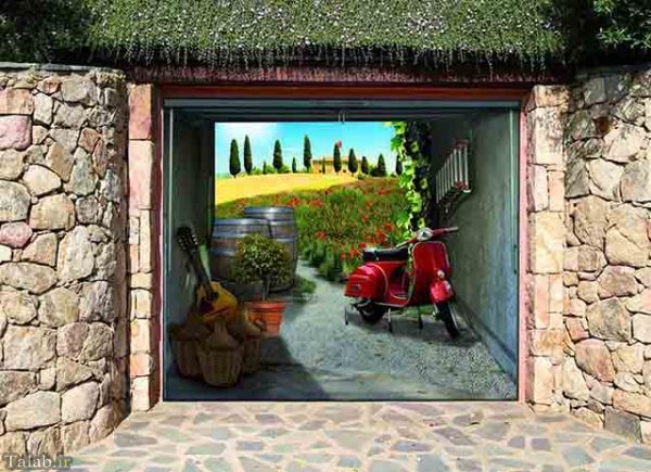 نقاشی های زیبای 3D روی در پارکینگ