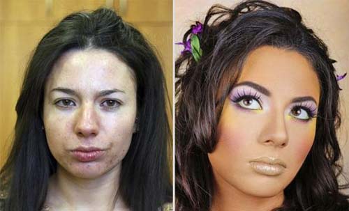 عکسهای لو رفته از قبل و بعد آرایش مدل های زن مشهور