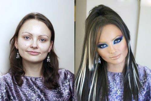 عکسهای لو رفته از قبل و بعد آرایش مدل های زن مشهور