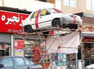 سقوط پراید جایزه تبلیغاتی از داربست + عکس