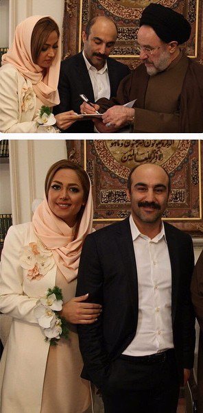 اولین عکس ها از مراسم عقد محسن تنابنده و همسرش روشنک