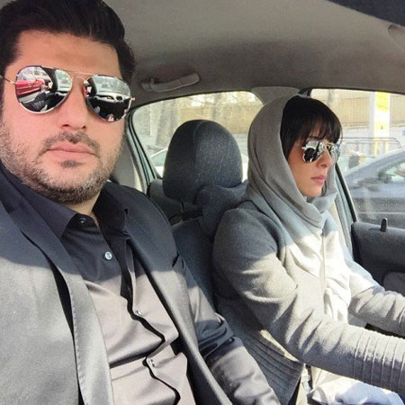 سلفی سام درخشانی و همسرش عسل امیرپور در ماشینشان