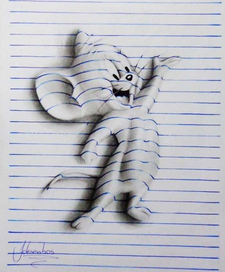 عکس جالب ترین نقاشی های سه بعدی روی دفتر خط دار