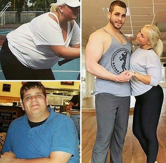 زوج ها در هنگام چاقی و بعد از رژیم +عکس