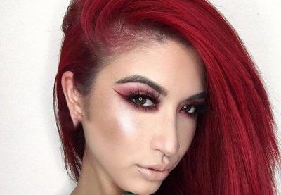 مدل آرایش صورت با موی شرابی از Lexilazaro