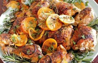 مرغ کبابی خوشمزه با طعم لیمو پرتقال