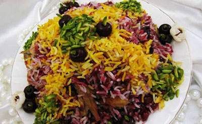 تزیینات غذای آلبالو پلوی خوشمزه و عالی