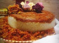 طرز تهیه پلو با ته دیگ رشته و بوقلمون خوشمزه