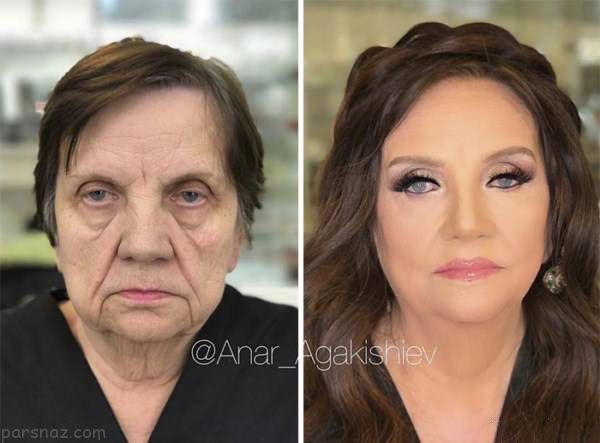 چهره باورنکردنی پیرزن 80 ساله بعد از آرایش