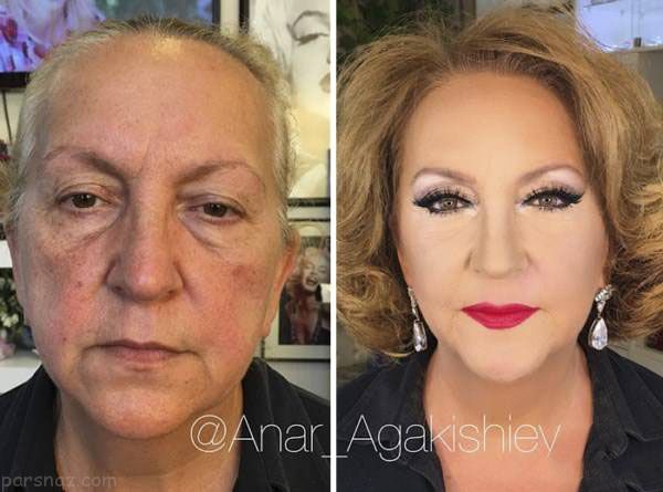 چهره باورنکردنی پیرزن 80 ساله بعد از آرایش