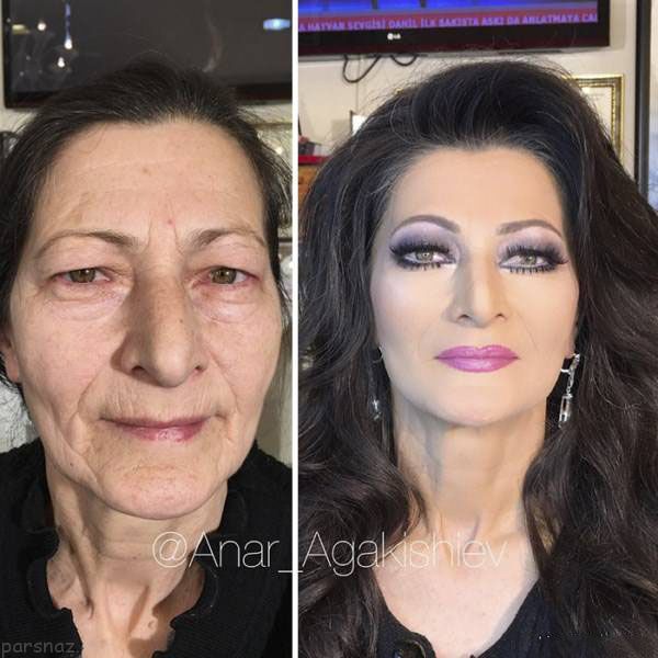چهره باورنکردنی پیرزن 80 ساله بعد از آرایش