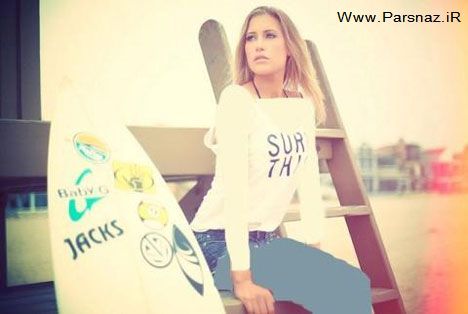 عکس هایی از دختر ایرانی با قهرمانی موج سواری در جهان