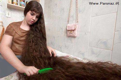 خبرساز شدن این دختر به خاطر موهای 1.5 متری + عکس