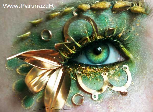 عکس هایی از هنرمندی این خانم در آرایش کردن دور چشم ها