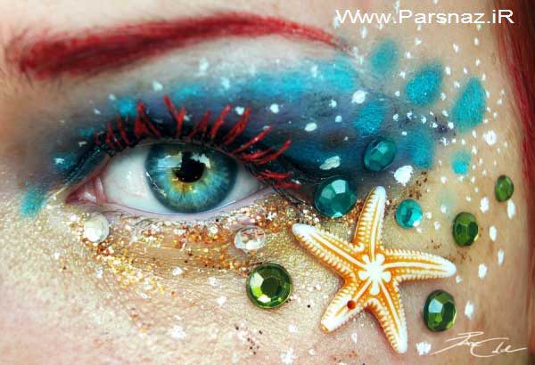 عکس هایی از هنرمندی این خانم در آرایش کردن دور چشم ها