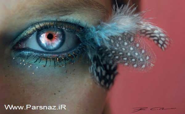 عکس هایی از هنرمندی این خانم در آرایش کردن دور چشم ها