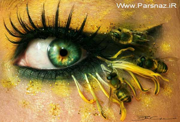 عکس هایی از هنرمندی این خانم در آرایش کردن دور چشم ها